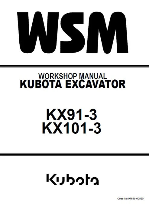 Kubota KX91-3, KX101-3 Excavator Pdf Repair and Service Manual