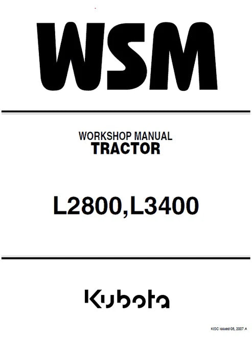 Kubota L2800, L3400 Tractor Pdf Repair and Service Manual