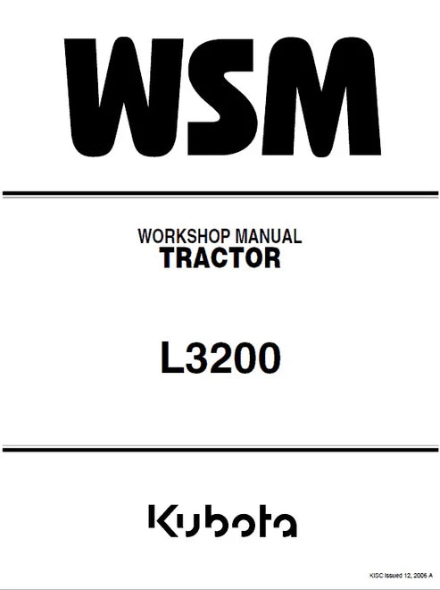 Kubota L3200 Tractor Pdf Repair and Service Manual