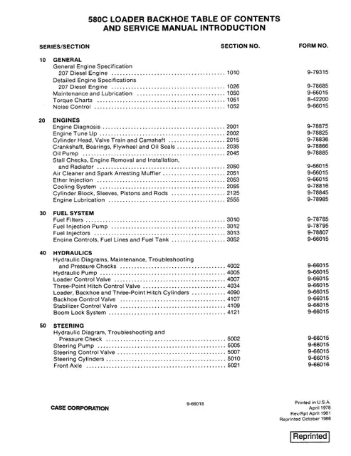 Case 580C, 580CK Backhoe Loader Pdf Repair and Service Manual