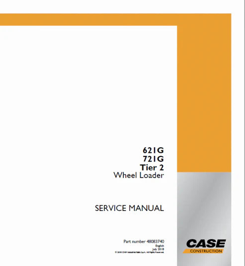 Case 621G, 721G Wheel Loader Pdf Repair and Service Manual  (Pb. No. 48083740)