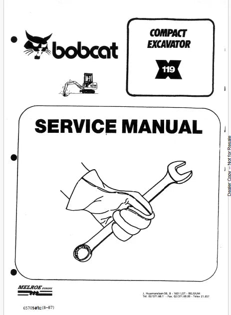 Bobcat 119 Compact Excavator Pdf Repair and Service Manual