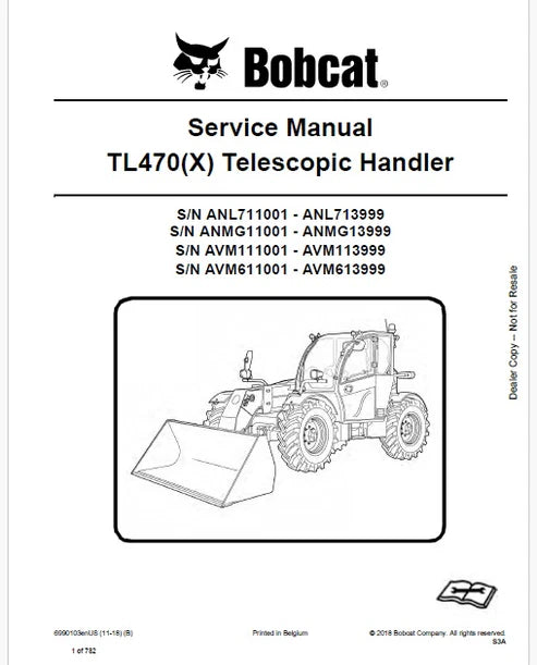 Bobcat TL470(X) Telescopic Handler Pdf Repair and Service Manual