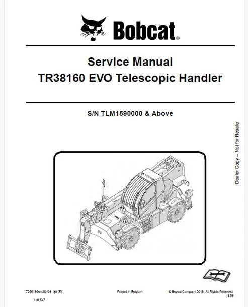 Bobcat TR38160 EVO Telescopic Handler Pdf Repair and Service Manual