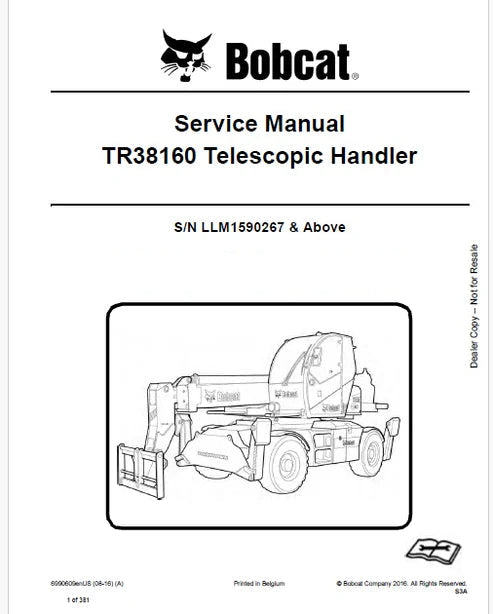 Bobcat TR38160 Telescopic Handler Pdf Repair and Service Manual (Pb no. 6990609enUS)