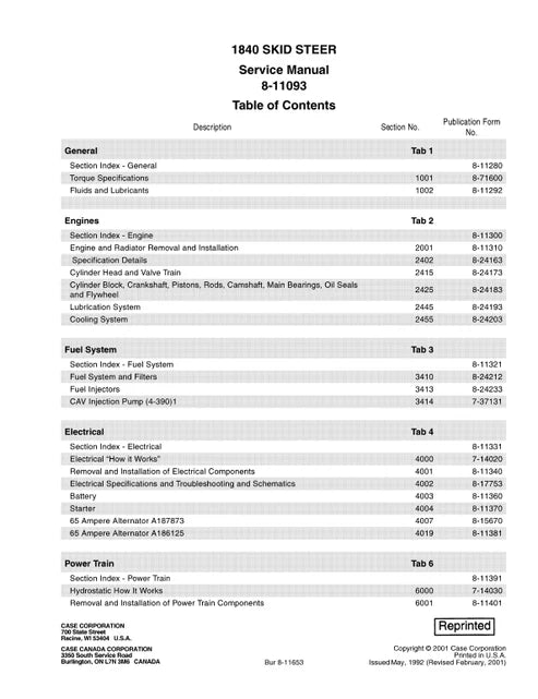 case-1840-skid-steer-loader-pdf-repair-and-service-manual-pb-no-8-11093