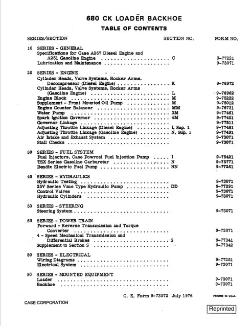 Case 680 CK Loader Series C Pdf Repair and Service Manual