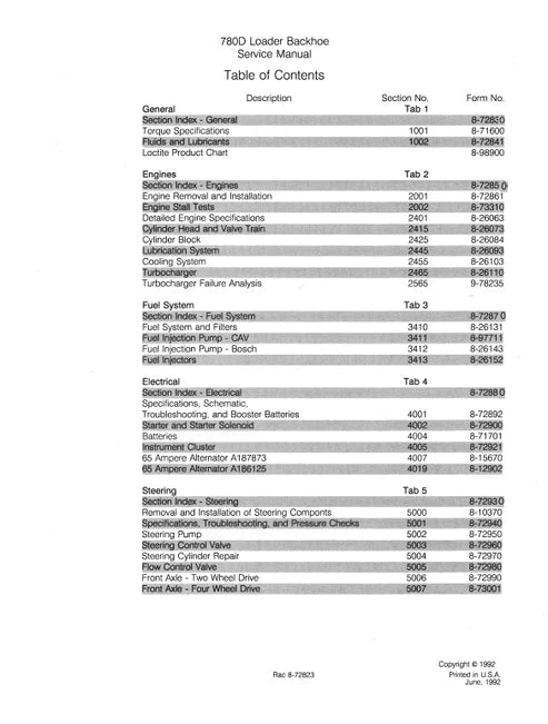 Case 780D Loader Backhoe Pdf Repair and Service Manual