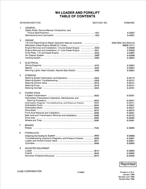 case-w4-loader-and-forklift-pdf-repair-and-service-manual-pb-no-8-33652