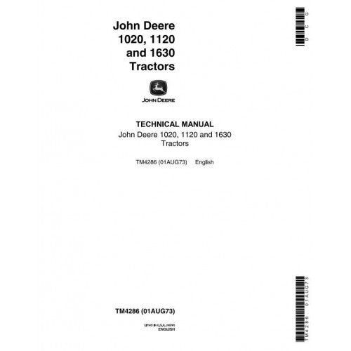 John Deere 1020, 1120, 1630 Tractors Pdf Technical Service Manual TM4286