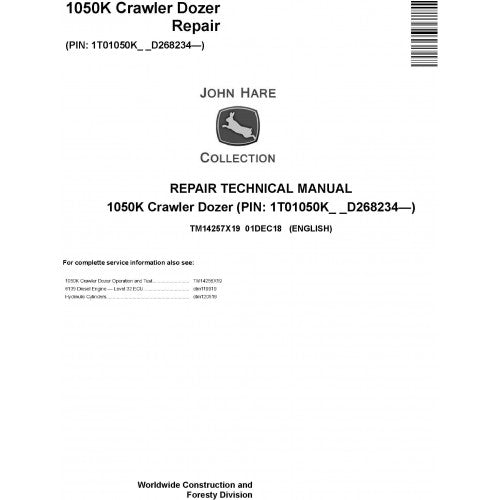John Deere 1050K Crawler Dozer Pdf Technical Repair Service Manual TM14257X19