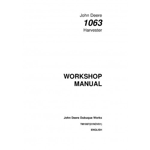 John Deere 1063 Harvester Pdf Technical Repair Service Manual (TM1997)