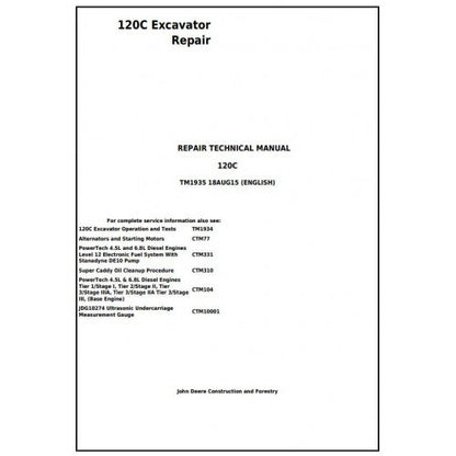 John Deere 120C Excavator Pdf Technical Repair Service Manual TM1935