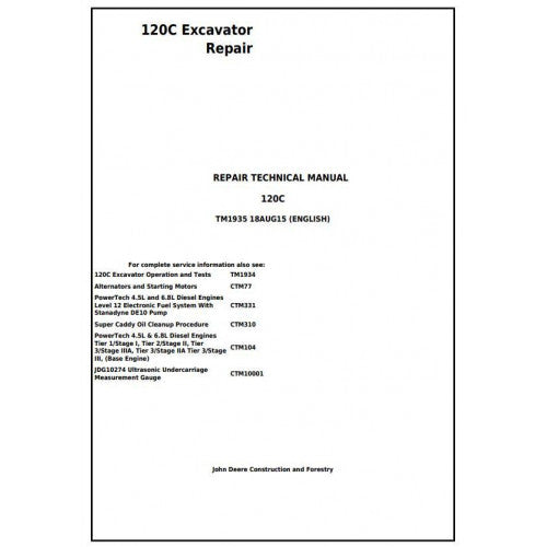 John Deere 120C Excavator Pdf Technical Repair Service Manual TM1935