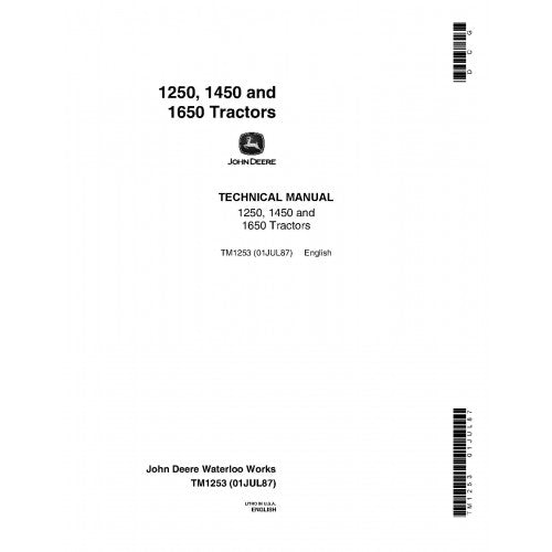 John Deere 1250, 1450 and 1650 Tractor Pdf Technical Repair Manual TM1253