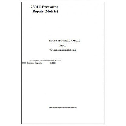 John Deere 230LC Excavator Pdf Technical Repair Service Manual TM1666