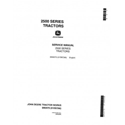 John Deere 2510 Row-Crop Tractor Pdf Technical Repair Manual SM2070