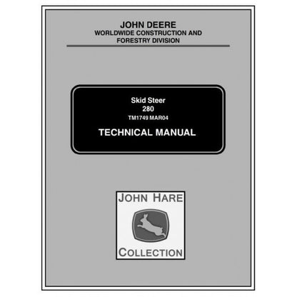 John Deere 280 Skid Steer Loader Pdf Diagnostic Technical Service Manual TM1749 