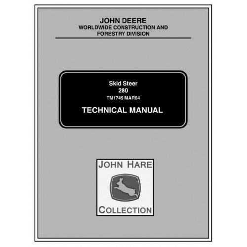 John Deere 280 Skid Steer Loader Pdf Diagnostic Technical Service Manual TM1749 