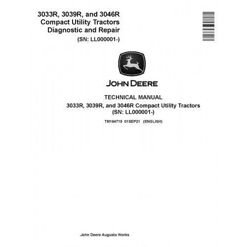 John Deere 3033R, 3039R and 3046R Tractor Pdf Technical Repair Manual TM164719
