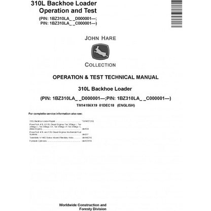 John Deere 310L Backhoe Loader Pdf Diagnostic, Operation and Tests Service Manual TM14156X19