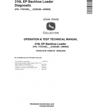 John Deere 310L EP Backhoe Loader Pdf Diagnostic, Operation and Tests Service Manual TM14311X19