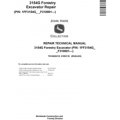 John Deere 3154G Forestry Excavator Pdf Technical Repair Service Manual TM14026X19