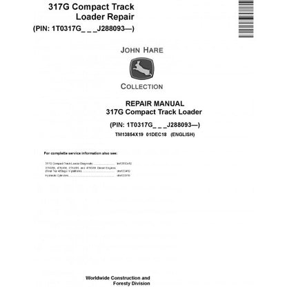 John Deere 317G Compact Track Loader Pdf Technical Repair Service Manual TM13854X19