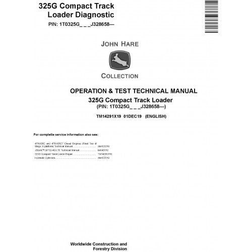 John Deere 325G Compact Track Loader Pdf Diagnostic, Operation and Tests Service Manual TM14291X19