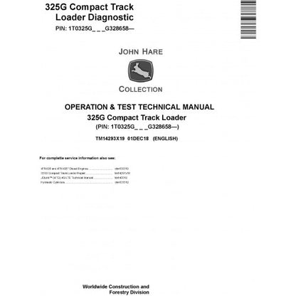 John Deere 325G Compact Track Loader Pdf Diagnostic, Operation and Tests Service Manual TM14293X19