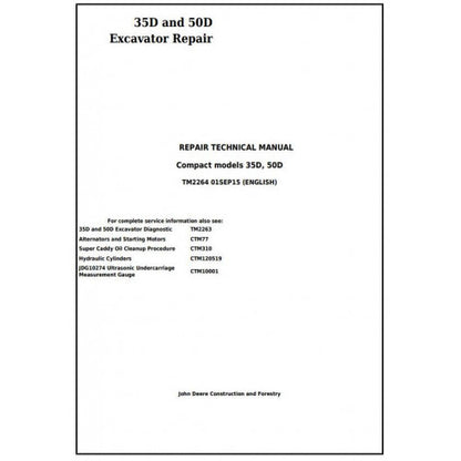 John Deere 35D and 50D Compact Excavator Pdf Technical Repair Service Manual TM2264