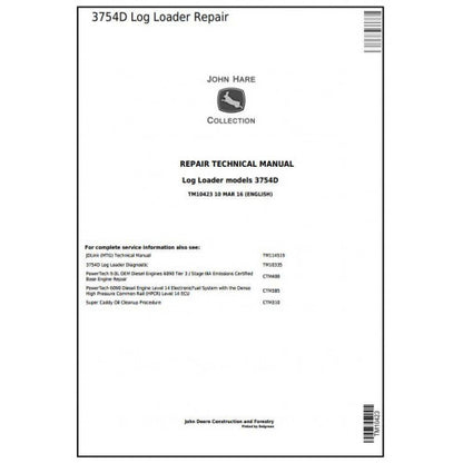 John Deere 3754D Log Loader Pdf Technical Repair Service Manual TM10423