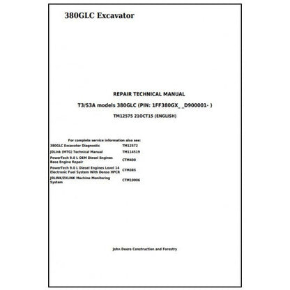 John Deere 380GLC Excavator Pdf Technical Repair Service Manual TM12575