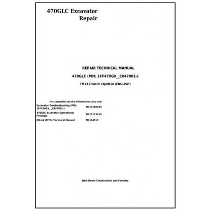 John Deere 470GLC Excavator Pdf Technical Repair Service Manual TM13174X19