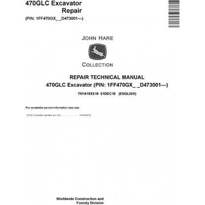 John Deere 470GLC Excavator Pdf Technical Repair Service Manual TM14155X19