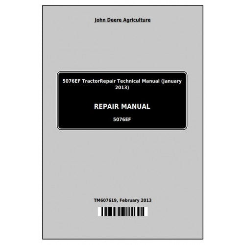John Deere 5076EF Tractor Pdf Technical Repair Manual TM607619