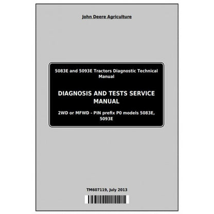 John Deere 5083E and 5093E Tractor Pdf Diagnostic and Test Service Manual TM607119