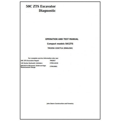 John Deere 50Czts Compact Excavator Pdf Diagnostic, Operation and Tests Service Manual TM2056