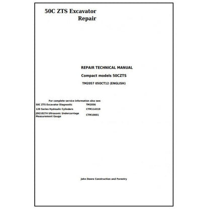 John Deere 50CZTS Compact Excavator Pdf Technical Repair Service Manual TM2057