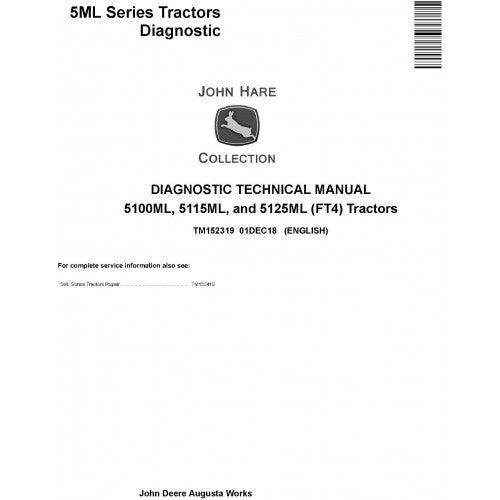 John Deere 5100ML, 5115ML and 5125ML (FT4) Tractor Pdf Diagnostic and Technical Repair Manual TM152319