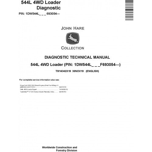John Deere 544L 4WD Loader Pdf Diagnostic Technical Service Manual TM14342X19