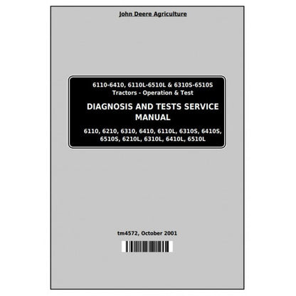 John Deere 6110, 6210, 6210L, 6310, 6310L Tractor Pdf Diagnostic and Test Service Manual TM4572