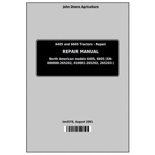 John Deere 6405 and 6605 Tractor Pdf Technical Repair Manual TM4578