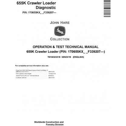 John Deere 655K Crawler Loader Pdf Diagnostic, Operation and Tests Service Manual TM14323X19
