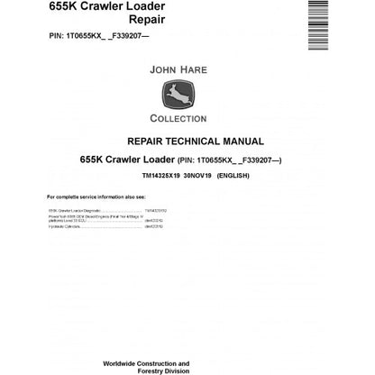 John Deere 655K Crawler Loader Pdf Technical Repair Service Manual TM14325X19
