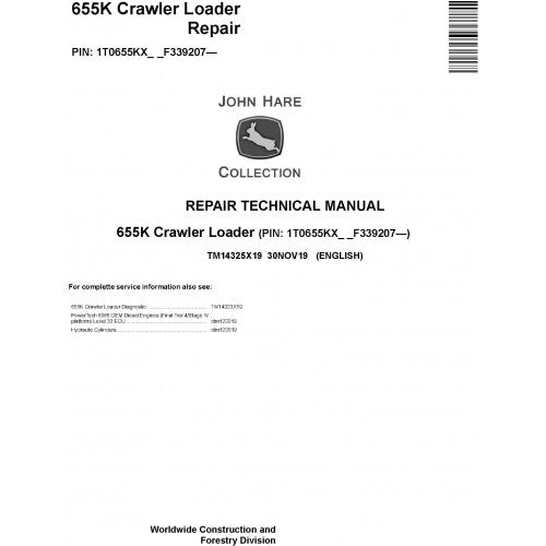 John Deere 655K Crawler Loader Pdf Technical Repair Service Manual TM14325X19