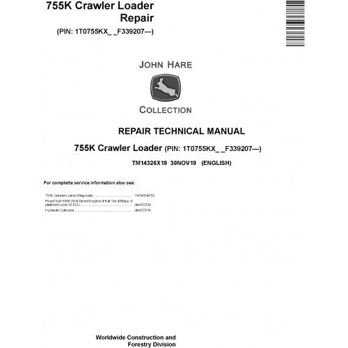John Deere 755K Crawler Loader Pdf Technical Repair Service Manual TM14326X19