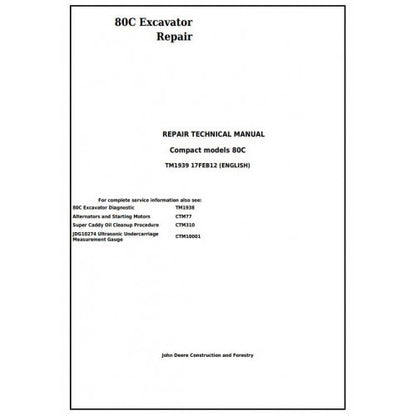 John Deere 80C Excavator Pdf Technical Repair Service Manual TM1939