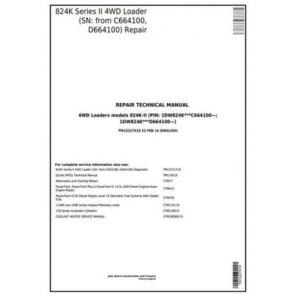 John Deere 824K Series II 4WD Loader Service Repair Manual TM13227X19
