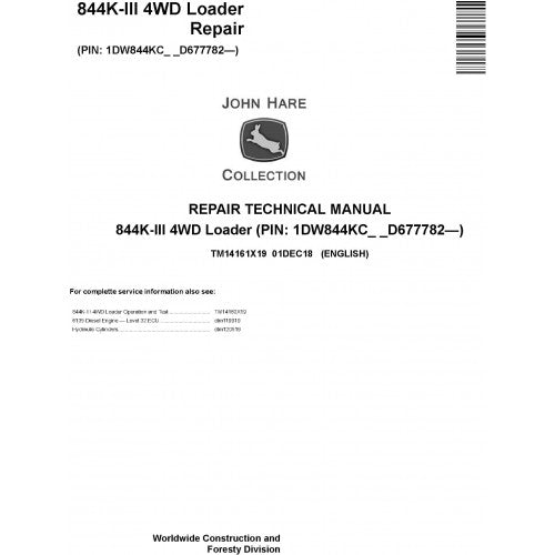 John Deere 844K-III 4WD Loader Pdf Technical Repair Service Manual TM14161X19